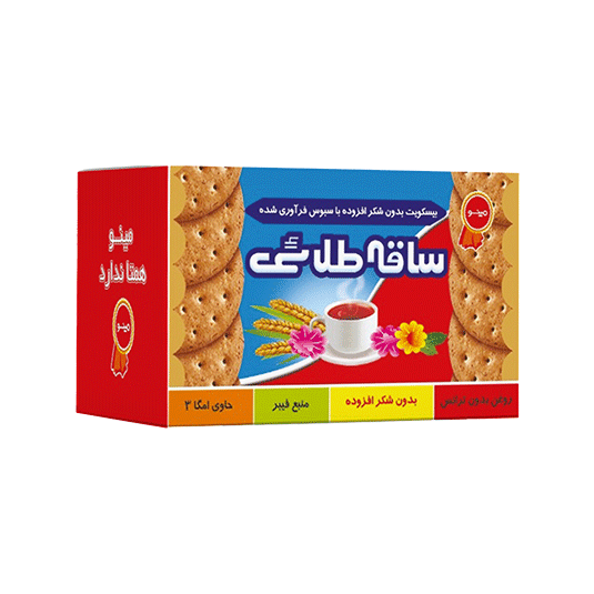 بیسکویت ساقه طلایی بدون شکر با سبوس فرآوری شده